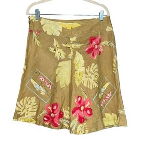 Uniform By John Paul Richard Petite Skirt 6 Tropical Floral Linen Blend A-Line